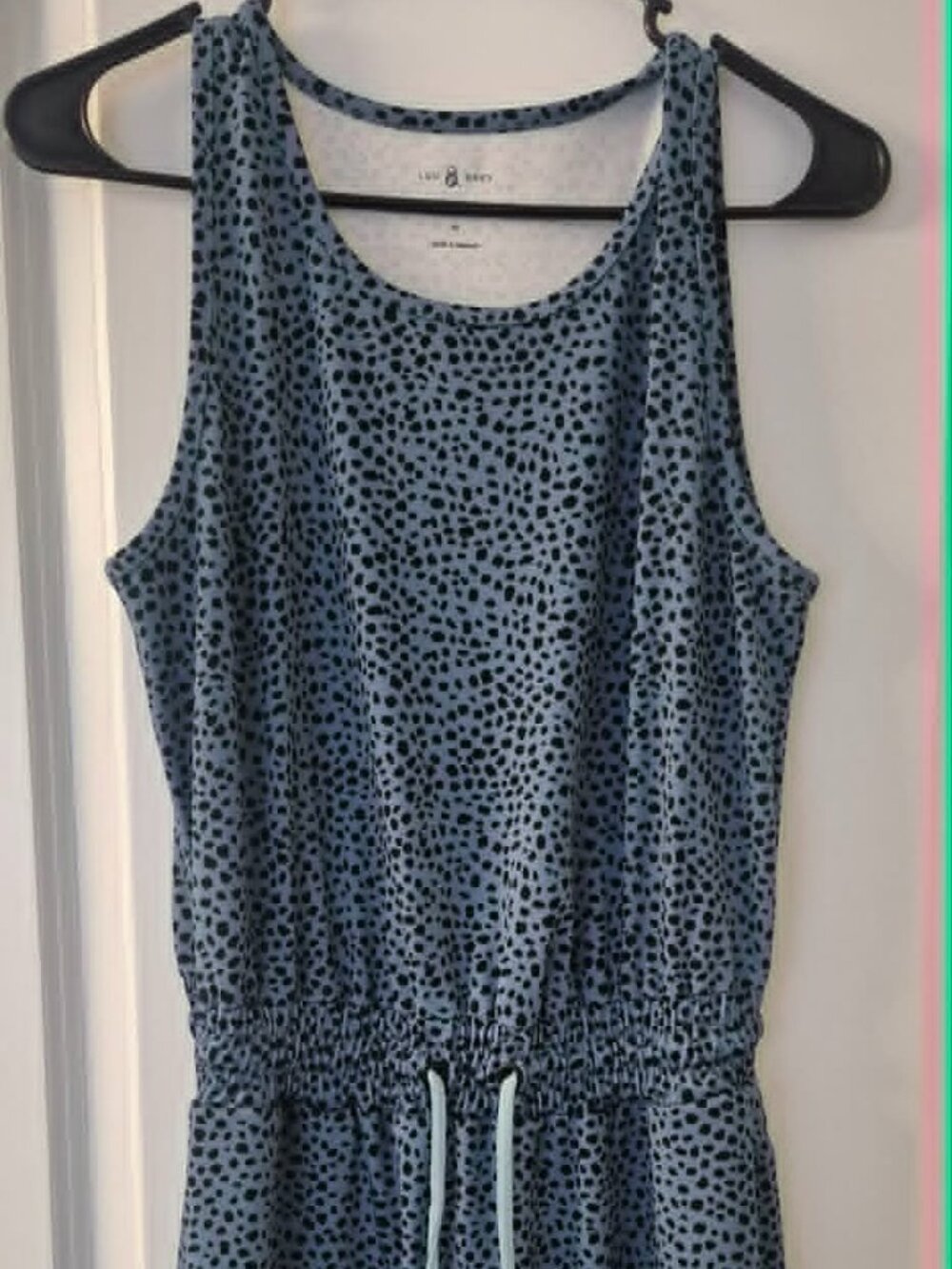 Lou & Grey Space-Dyed / Spotted Knit Drawstring Tank Dress